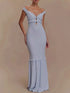 Frill Off-Shoulder Knit Maxi Mermaid Dress