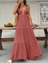 Deep V-Neck Tiered Maxi Dress