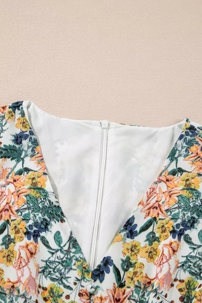 Floral Print Ruffle Hem Mini Dress