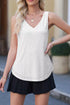 Eyelet Knit Patterned Loose V Neck Tank Top