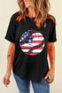 US Flag Round Neck Short Sleeve T-Shirt