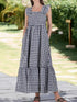 Ruffled Sleeveless Gingham Midi Dress