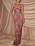 Lace Up Back Strapless Maxi Dress
