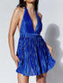Pleated Halter Neck Mini Dress