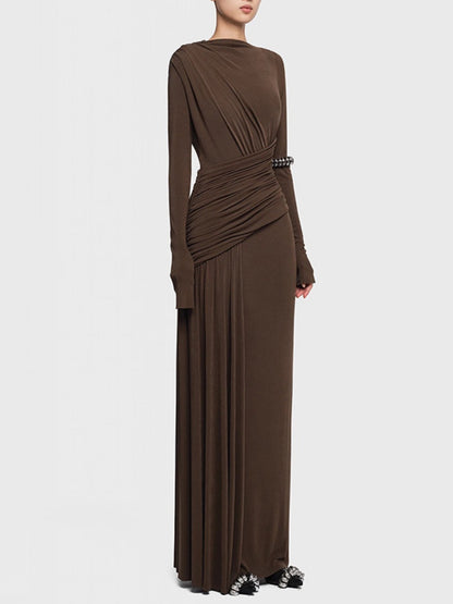 Ruched Long Sleeve Maxi Dress