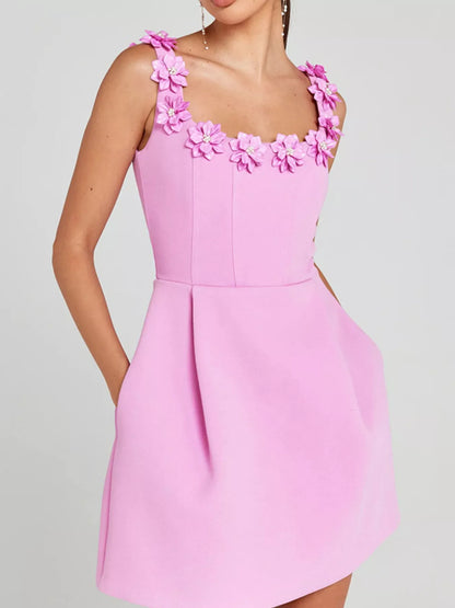 Floral Sleeveless Mini Dress with Pockets
