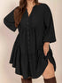 Plus Size Button Front Balloon Sleeve Dress