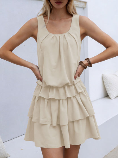 Sleeveless Ruffle Layered Mini Dress