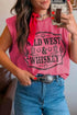 Washed Wild West Whiskey Print Sleeveless Muscle Top
