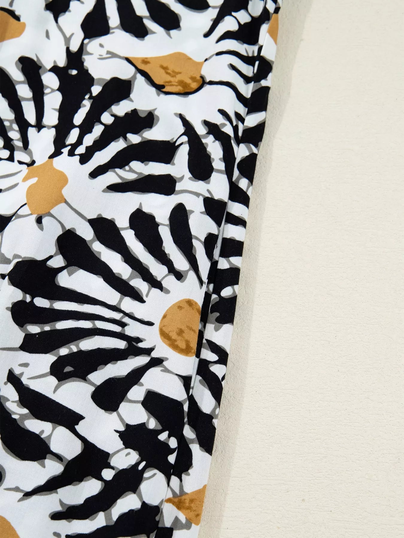 Abstract Floral Print Split Notched Dress