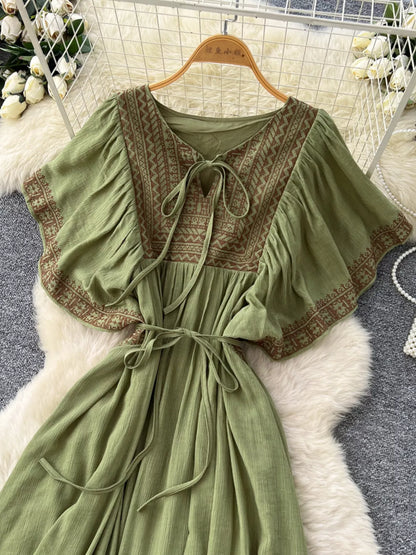 Tie Neck Short Sleeve Dress