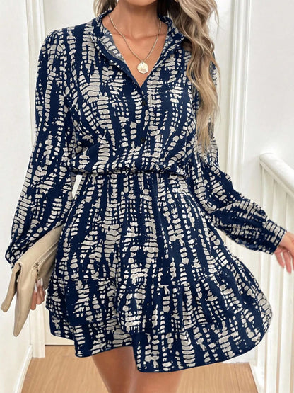 Ruffled Hem Long Sleeve Mini Dress
