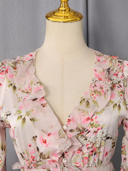 Floral Print Ruffle Mini Dress