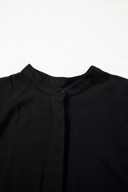 Hidden Buttons Short Sleeve Ruffle Tiered Long Flared Dress