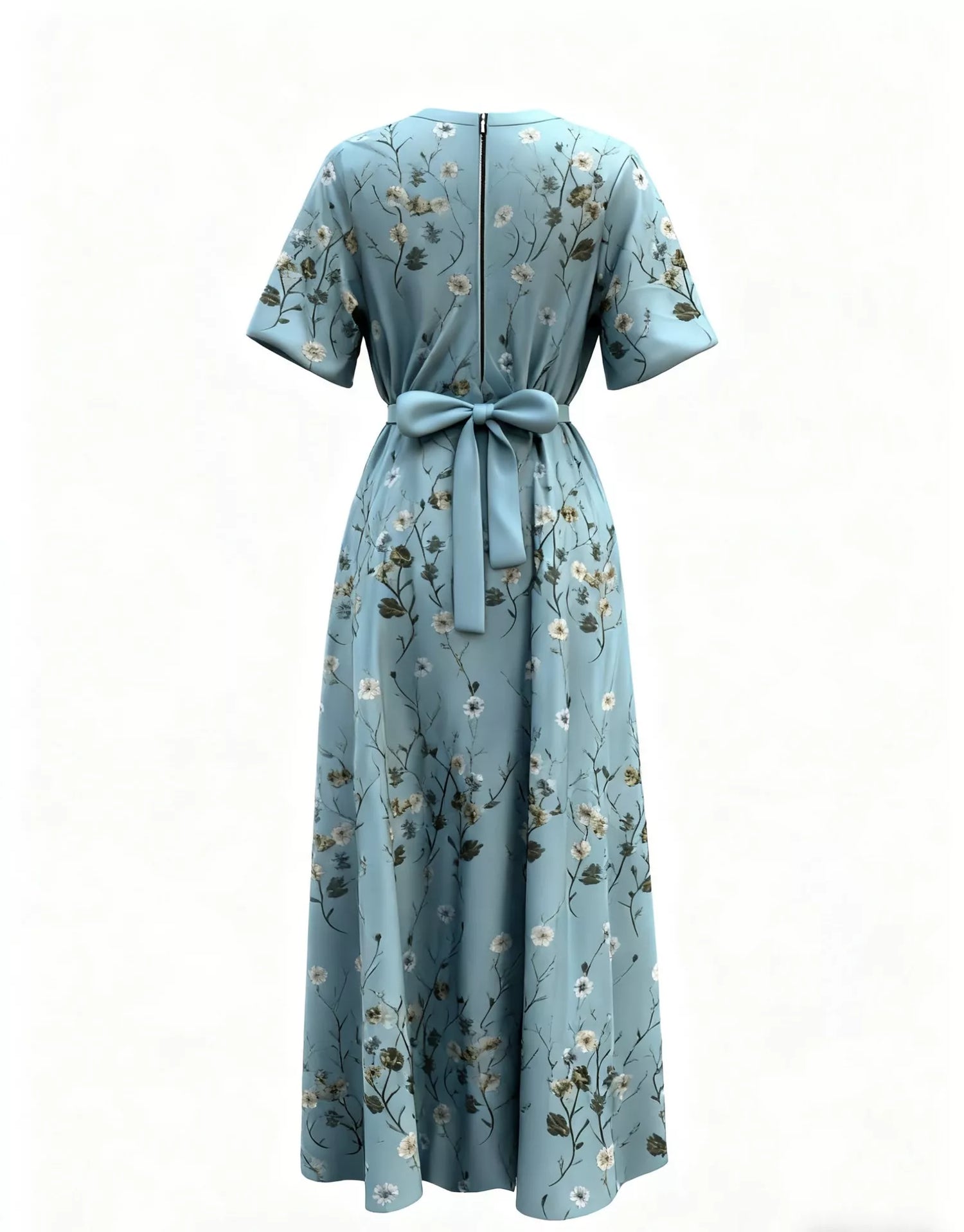 Floral Print Half Sleeve Maxi Dress with Pockets