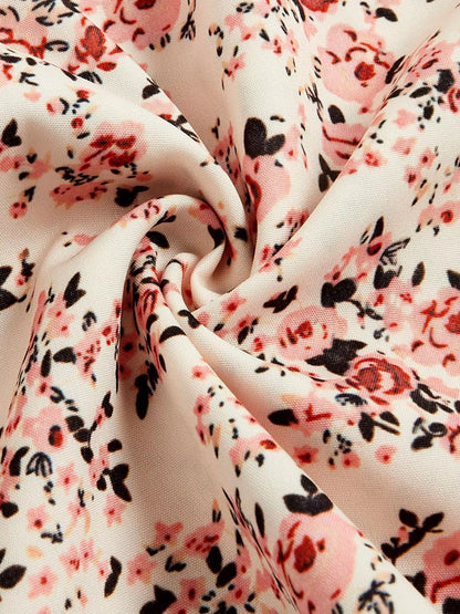 Floral Print Tie Strap Mini Dress