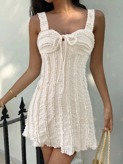 Textured Sweetheart Neck Mini Dress