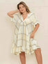 Plus Size Plaid Flutter Sleeve Dress