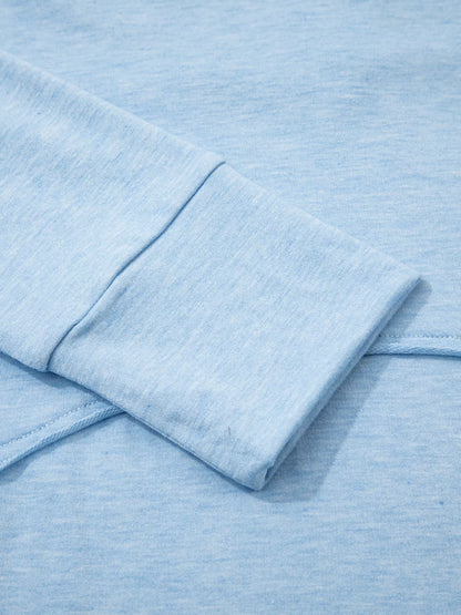 Notched Terry Long Sleeve Top
