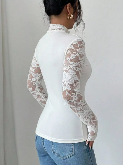 Lace Sleeve Long Sleeve T-Shirt