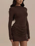Mock Neck Ruched Bodycon Mini Dress