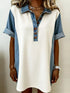 Denim Patchwork Button Front Mini Dress