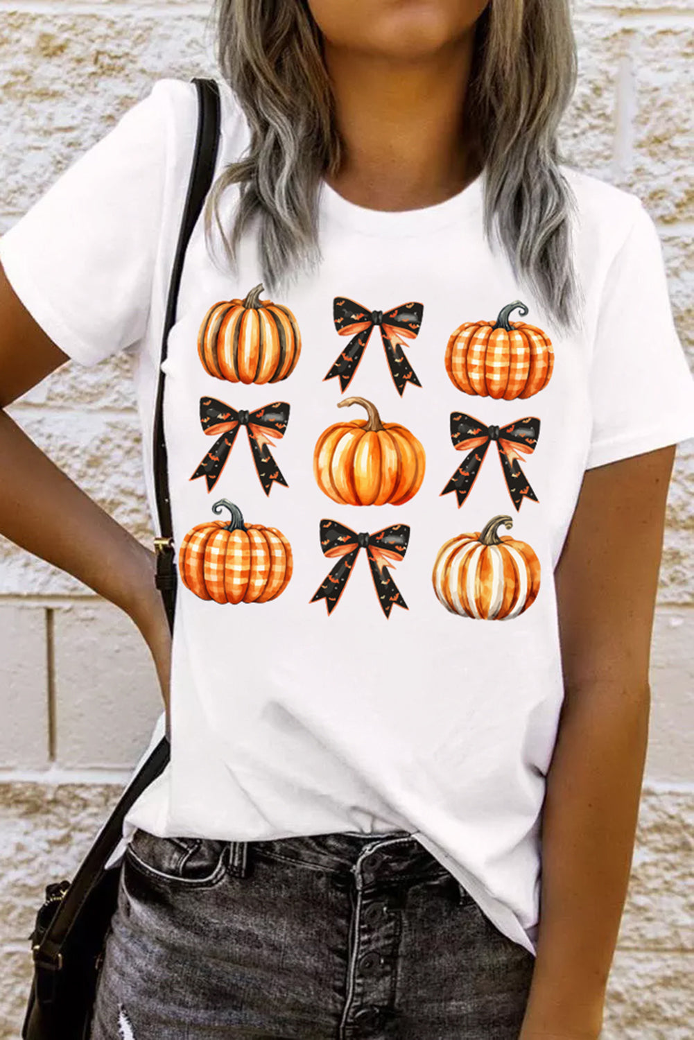 Pumpkin Round Neck Short Sleeve T-Shirt - Lojy Shop