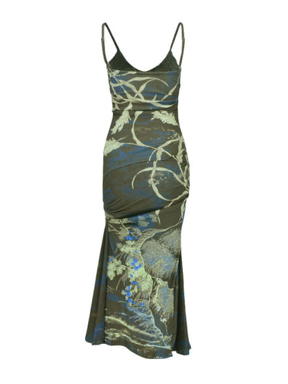 Printed Spaghetti Strap Maxi Dress