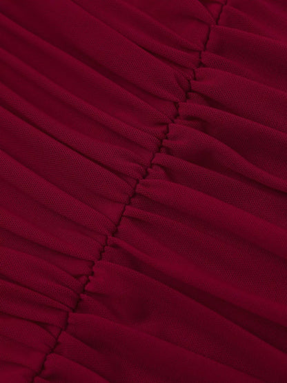 Halter Neck Ruched Slit Maxi Dress