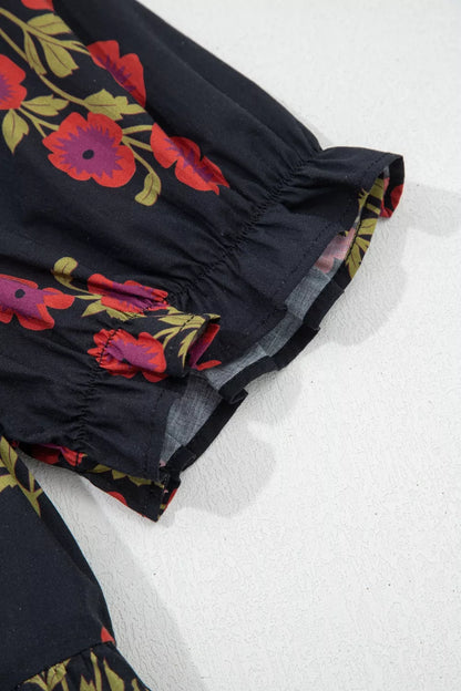 Floral Print Tiered Maxi Dress