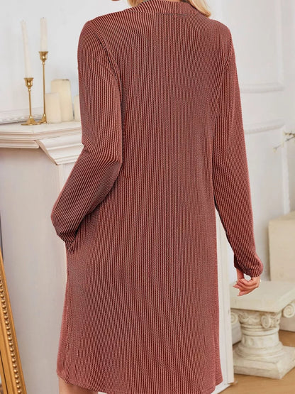 Casual Ribbed Knit Long Sleeve Dress