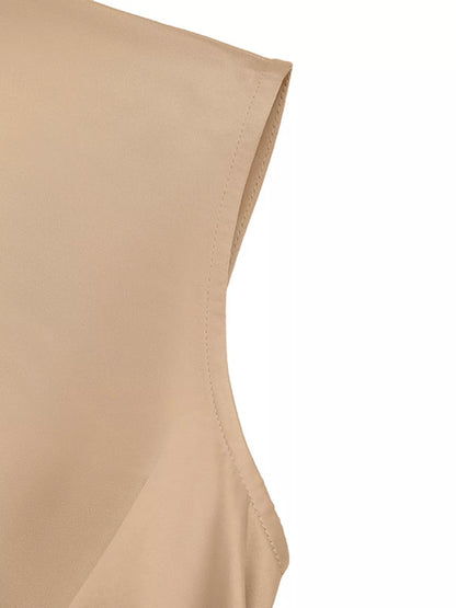 Satin Wrap Midi Dress with Pockets