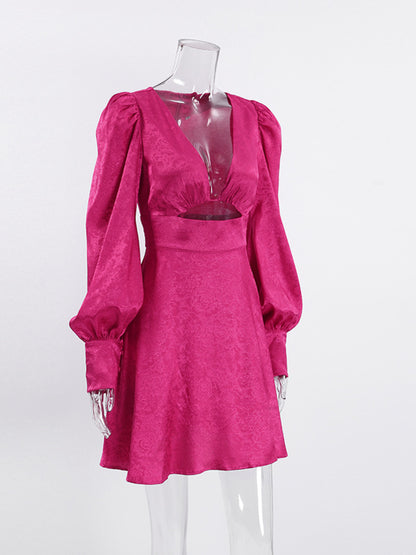 Cutout Lantern Sleeve Mini Dress