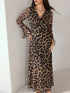 Leopard Print Flare Sleeve Maxi Dress