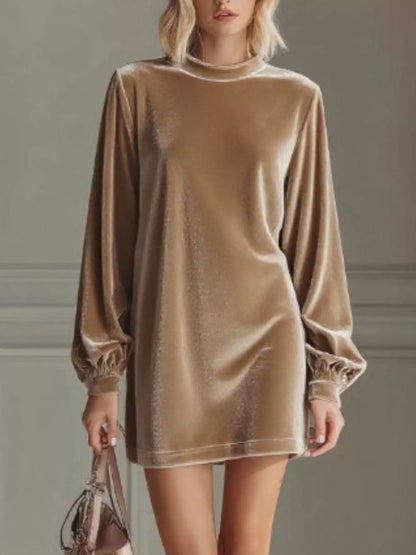 Full Size Velvet Long Sleeve Mini Dress Plus Size