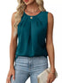 Pleated Round Neck Tank Top