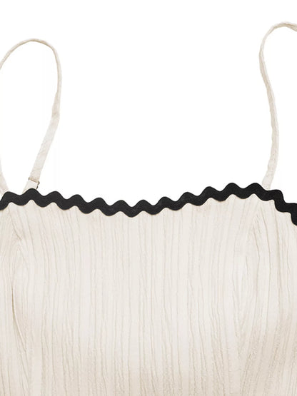 Contrast Trim Tiered Cami Dress