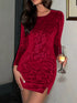 Velvet Floral Bodycon Mini Dress