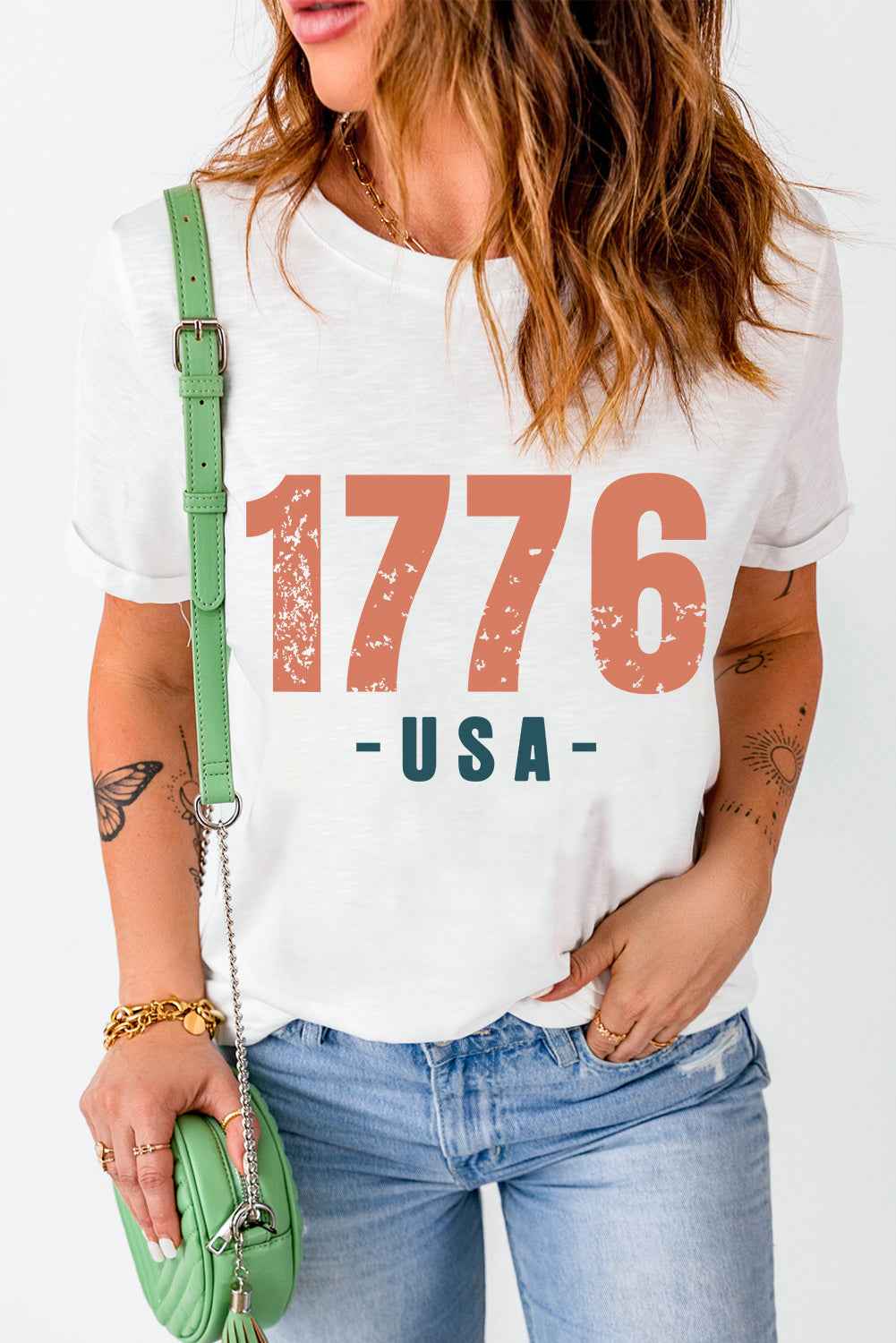 Graphic Round Neck Short Sleeve T-Shirt - Lojy Shop