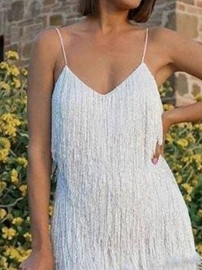 Fringe Feather Hem Mini Dress