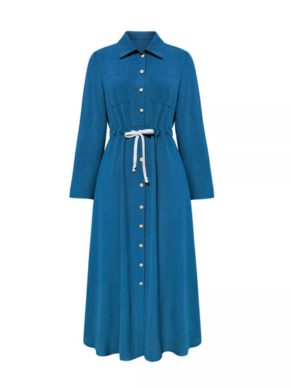 Button Front Midi Shirt Dress