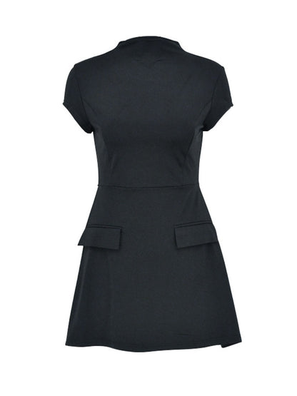 Mock Neck A-Line Mini Dress