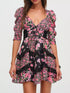 Ruffled Floral Print Half Sleeve Dress