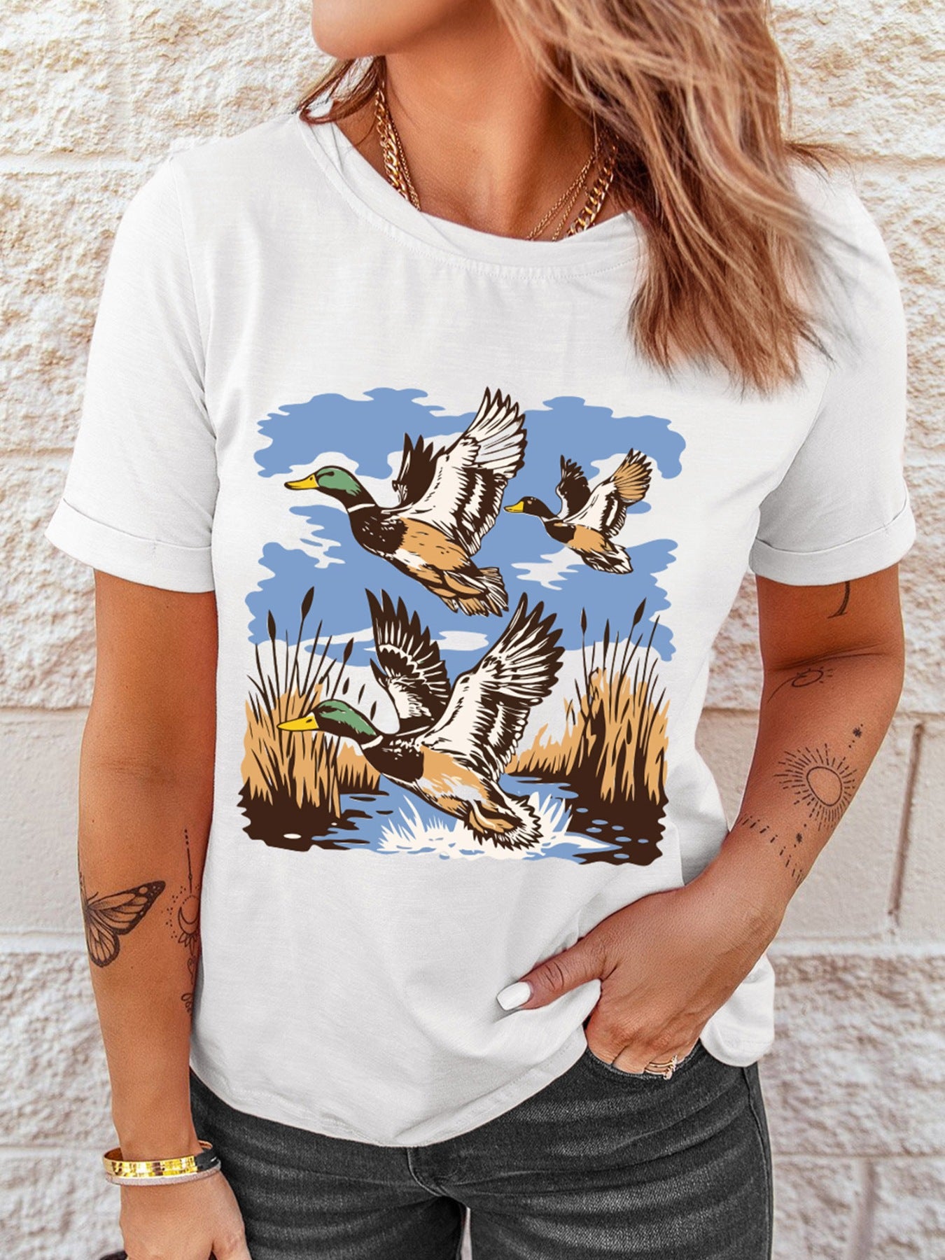 Wild Duck Graphic Round Neck Tee