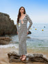 Striped Long Sleeve Beach Cover-Up Dress