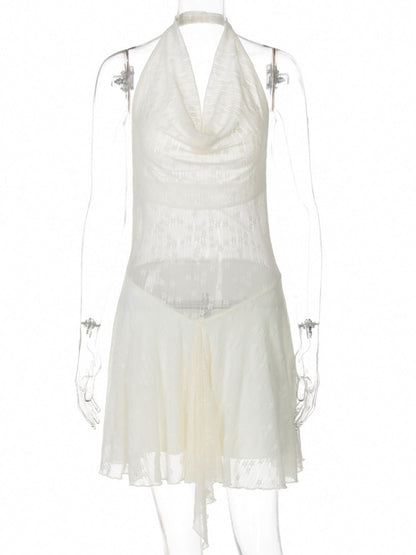 Halter Neck Asymmetrical Hem Mini Dress