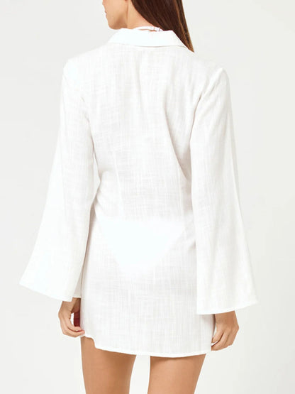 Tied Long Sleeve Cover Up Dress