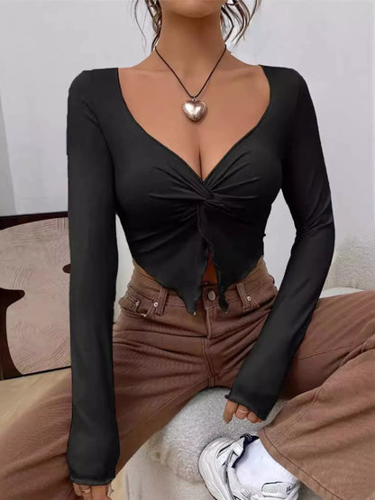 Twisted Front Long Sleeve T-Shirt