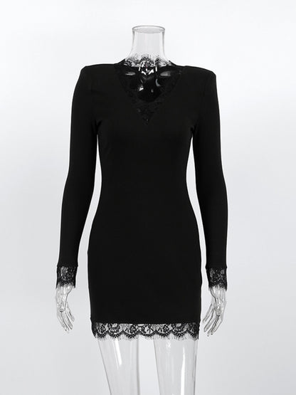 Lace Trim Bodycon Mini Dress