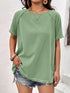 Ivy Lane Round Neck Raglan Sleeve Fringe Detail Top